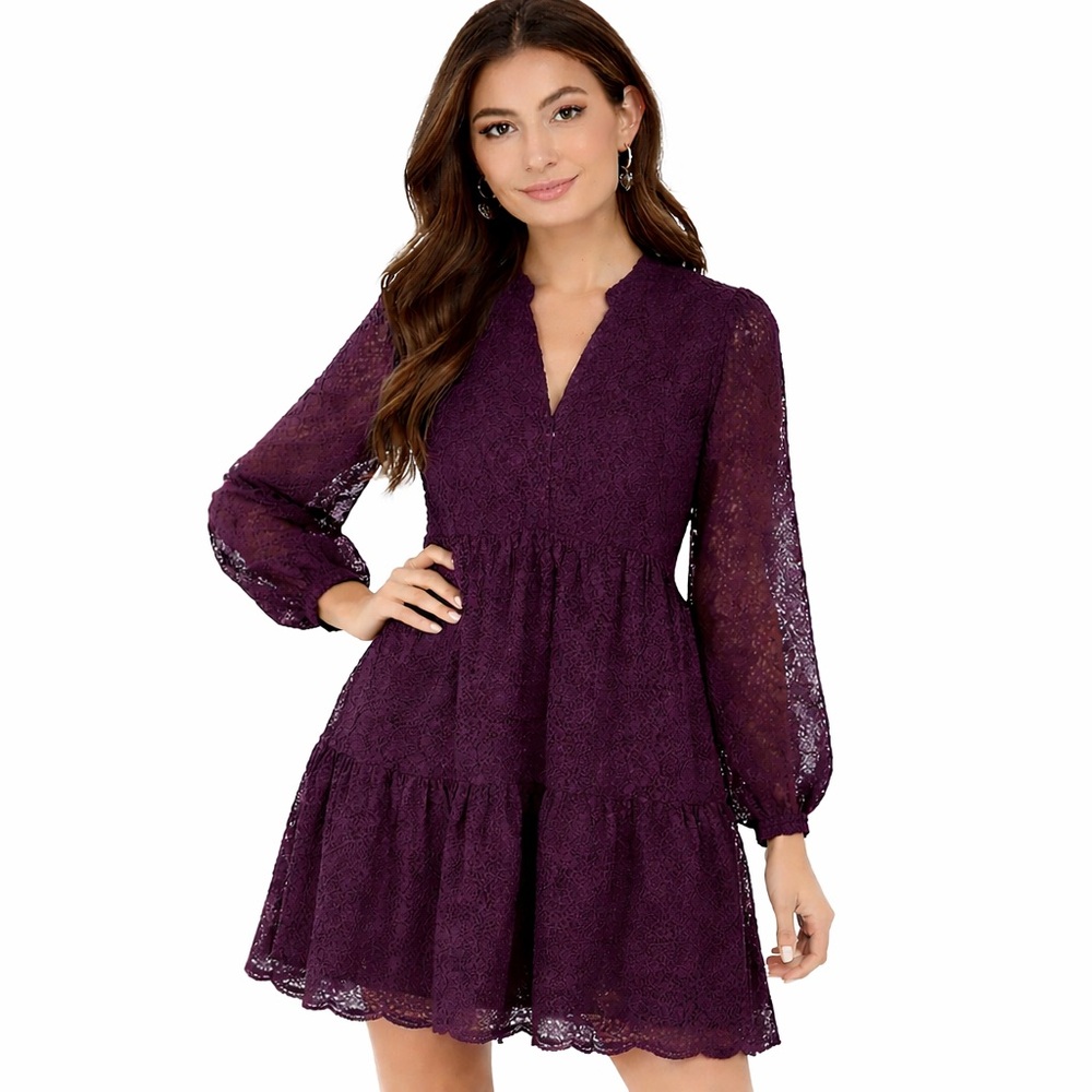 NWT Lilly Pulitzer Winona Dress Long Sleeve Tier Flounce Cherry Eyelet Size XXS